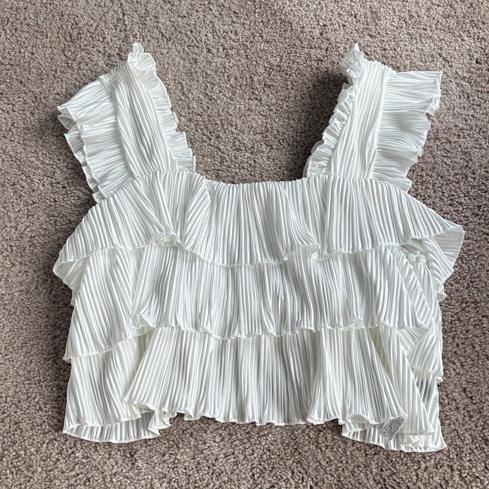 White Ruffled Women's Top - Picture 1 of 2